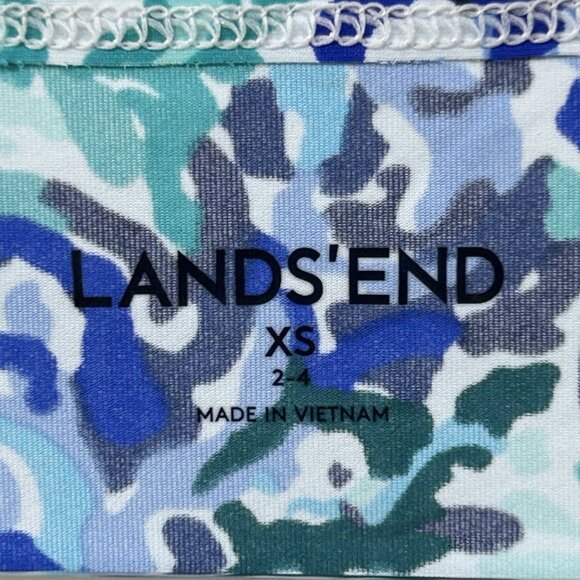 Lands' End Women's LS Rash Guard Swim Tee XS Deep Sea Avery Waves Preowned - Picture 2 of 9